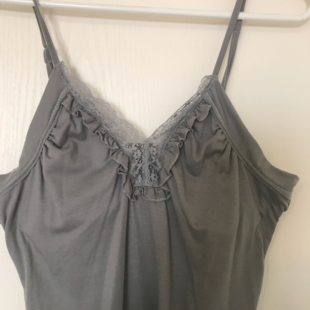 Gray Ruffled Spaghetti Strap Tank Top - Picture 3 of 5